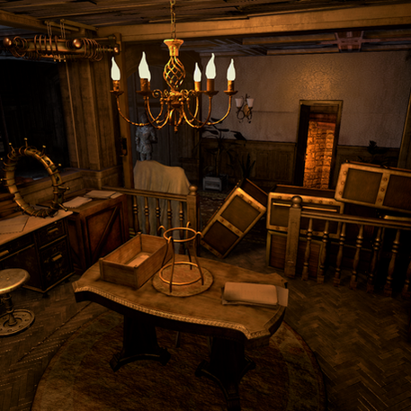 Messy antique room interior