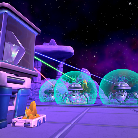 Crystalline robots encased in energy shields